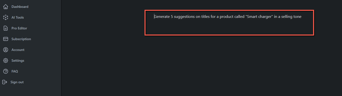 Pro Editor instruction to send into the service for title generation