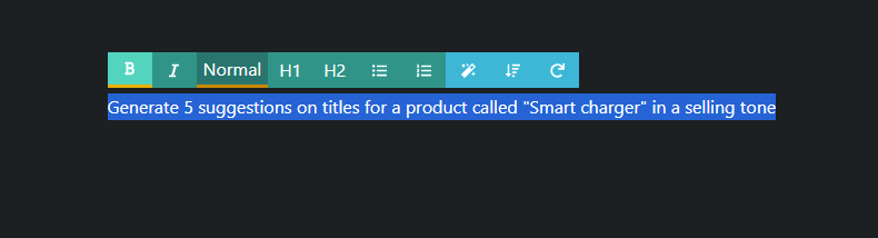 Select text to display the AI menu in Pro Editor
